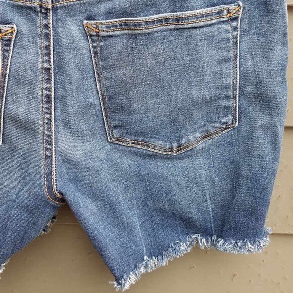 Maurices Upcycled Distressed Jean Shorts with British Flag Pocket Medium - Picture 8 of 13